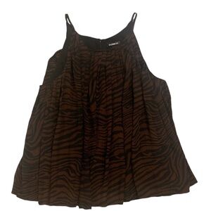 Express Black & Brown Animal Print Lined Halter Blouse Medium